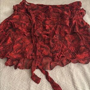 Chic Red Patterned Skirt